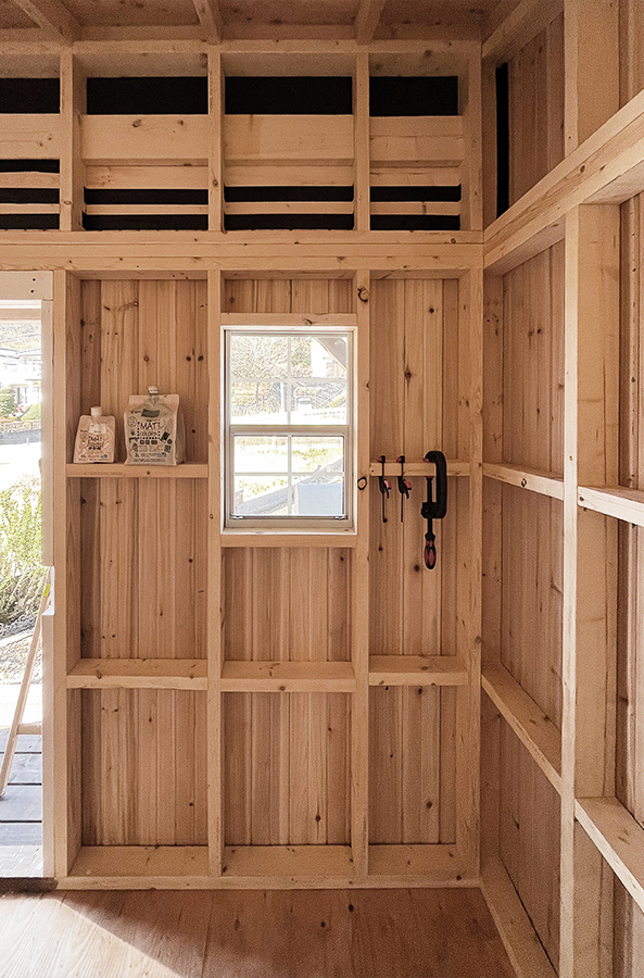 tiny house blue shed self build 3 2 1