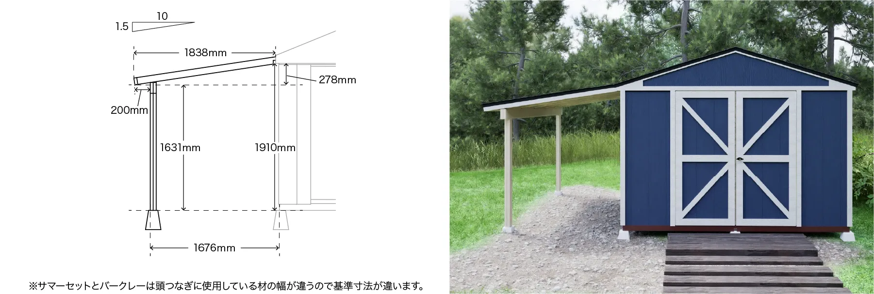 サマーセット専用差掛け屋根と図