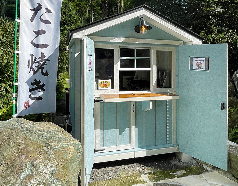 ガレージで始める！ たこ焼き屋さん！小屋の店舗活用【グリーンベルの小屋】